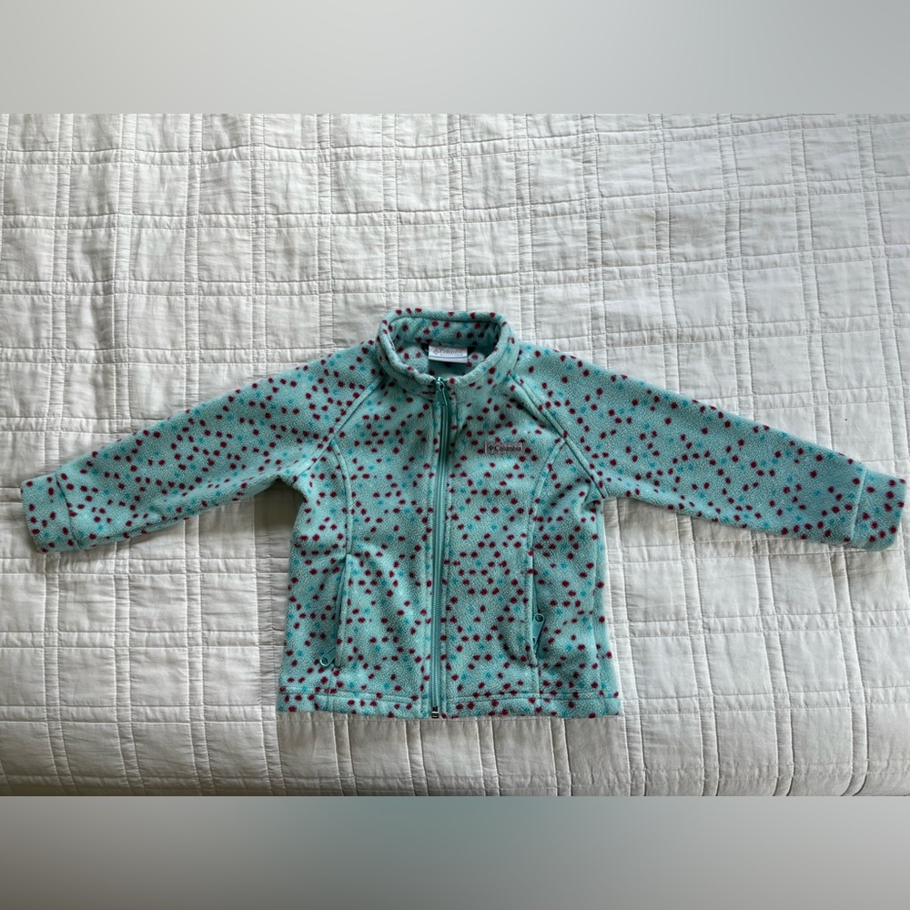 Columbia Kids' Fleece sweatshirt- Teal and Red Dots